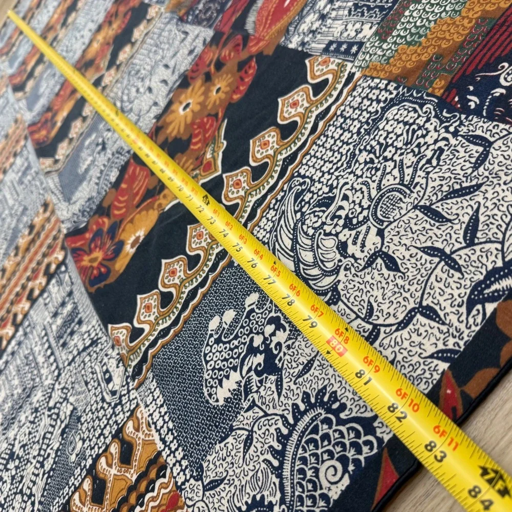 Vintage Patchwork Moody Batik Tablecloth Rectangle Global Eclectic 84x58 Fabric